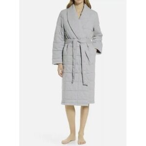 NWOT NORDSTROM WOMENS ORGANIC COTTON PUFFER ROBE Heather Gray SIZE L LARGE